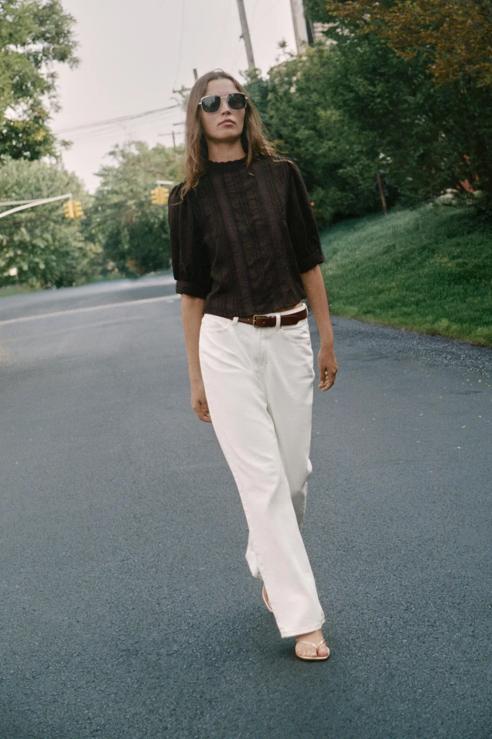 Романтическая кружевная рубашка ZARA, Dark brown — фото 4
