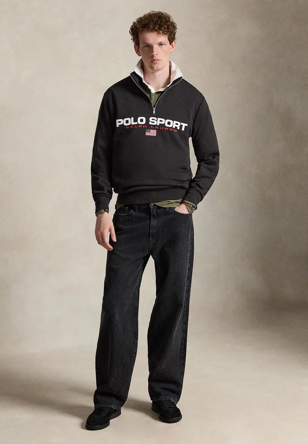 Толстовка Polo Sport на молнии до середины груди, унисекс - толстовка Polo Ralph Lauren, Black Boot — фото 2