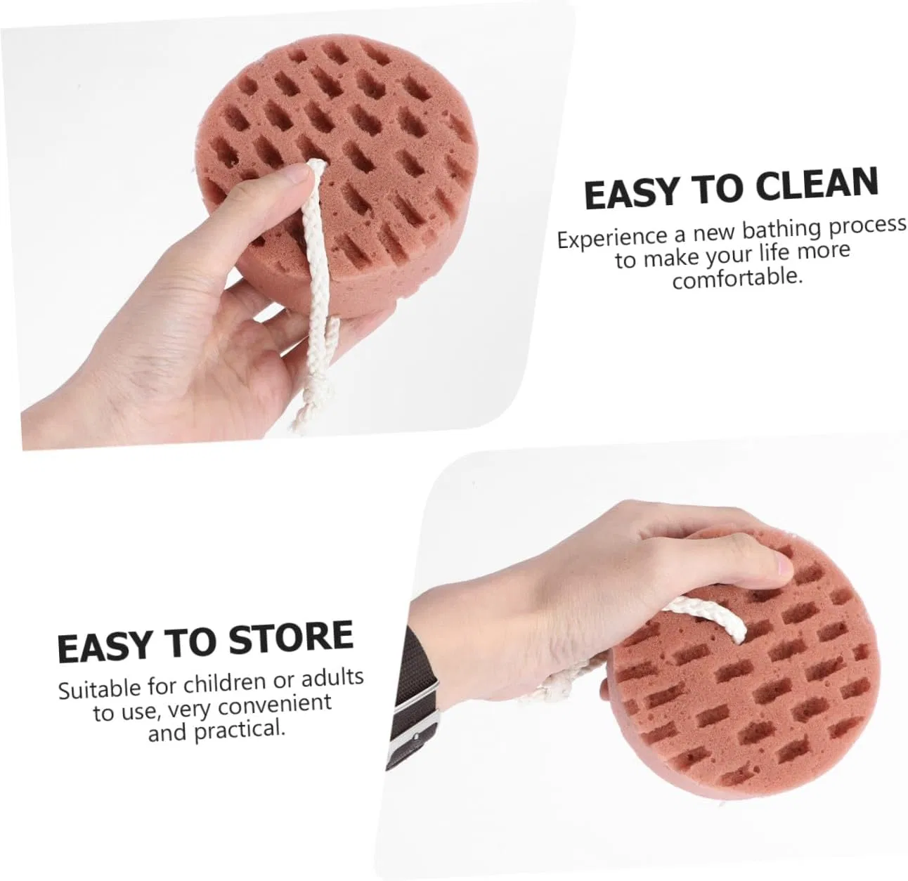 Мочалка для тела Honeycomb Briquette, Homoyoyo, 2 шт, 10.5x10.5x5 см, Светло-серый и Кофейно-коричневый — фото 2