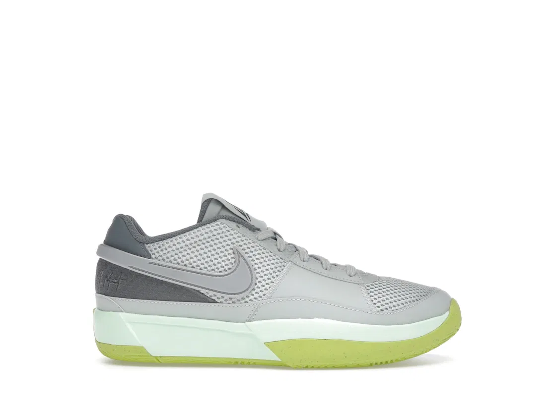 Детские кроссовки для мальчиков с длинным шнурком Nike Ja 1, Light Silver/Cyber Green/Cool Grey/Granite
