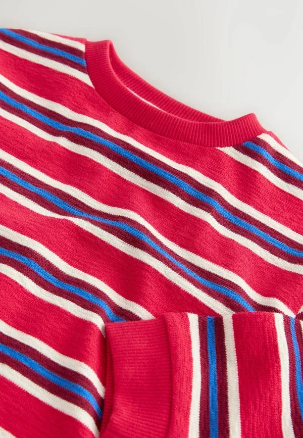 Футболка с длинным рукавом полосатая Regular fit Long sleeve stripe t-shirt Next, Red White Textured, белый — фото 3