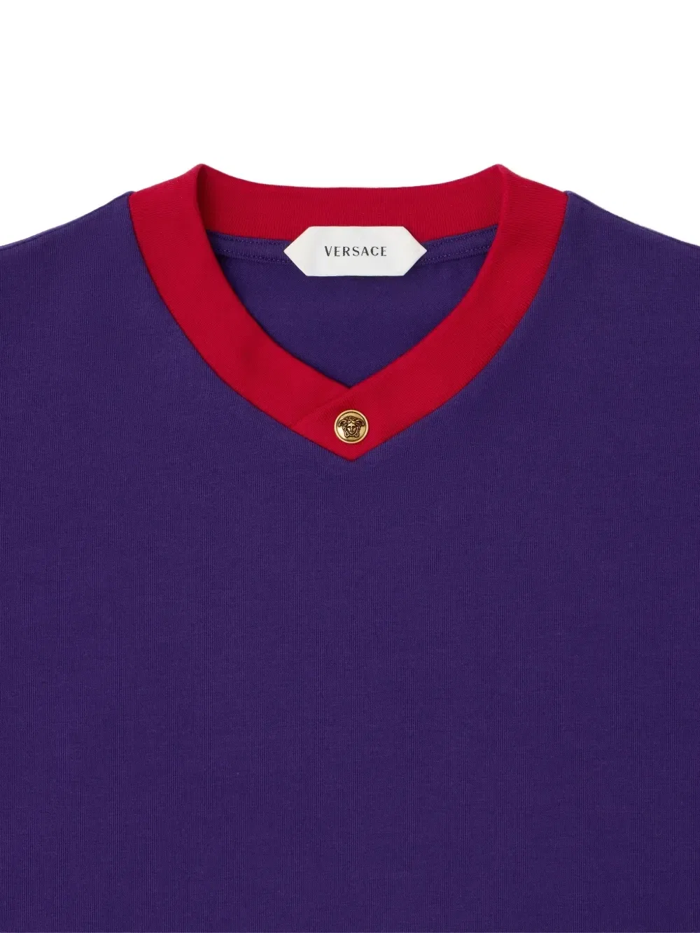 Эластичная хлопковая футболка из джерси VERSACE, фиолетовый — фото 3