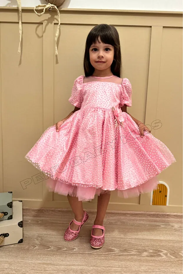 Детское платье для девочек с коротким рукавом Penu Baby Kids, Pink — фото 2