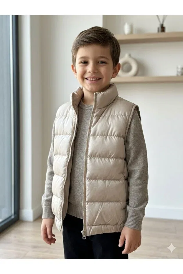 Детский жилет для мальчиков пуховый Motebarn Wear, Beige
