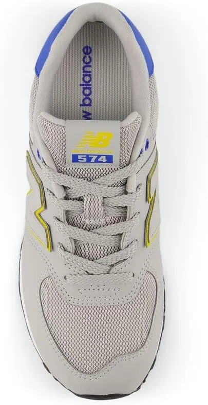 Детские кроссовки для девочек со шнуровкой 574 V1 New Balance, Raincloud/Blue Bird — фото 4