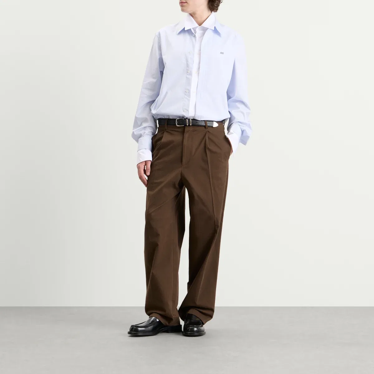 Лонгслив с воротником Sont Poplin Long Sleeve Shirt Acne Studios, Blue/White — фото 4