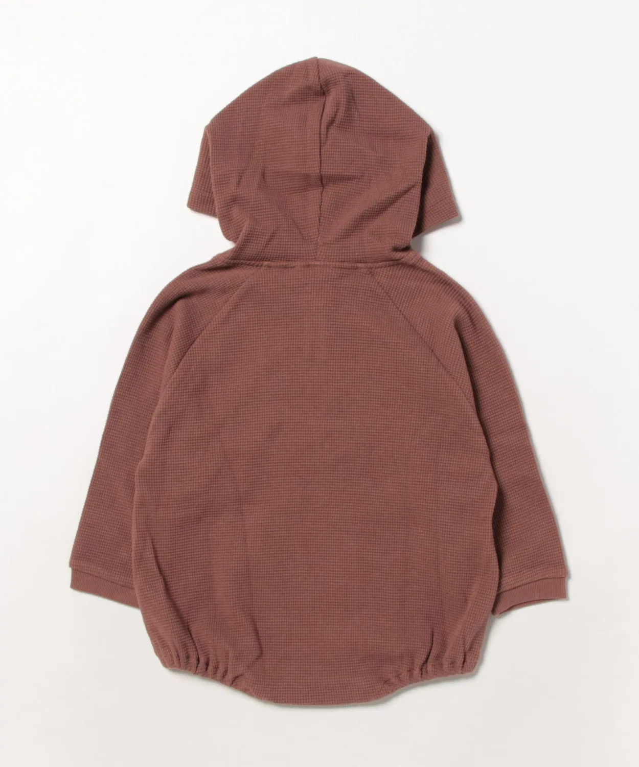 Детский боди-комбинезон с длинным рукавоми капюшоном, модель Waffle Hooded Bubble Romper Quincy Mae, Brown — фото 2