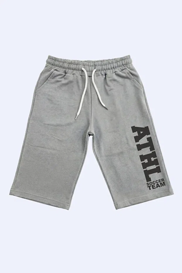 Детские шорты-капри с принтом Fyk Collection, Gray-Black-Smoked — фото 2