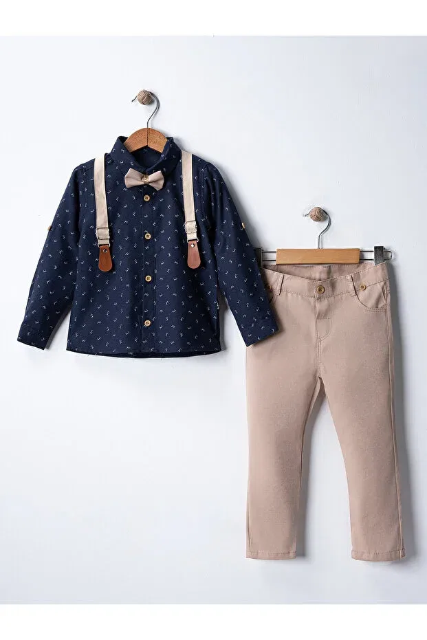 Детский комбинезон для девочек с принтом Çelix Kids, Navy Blue-Beige — фото 3