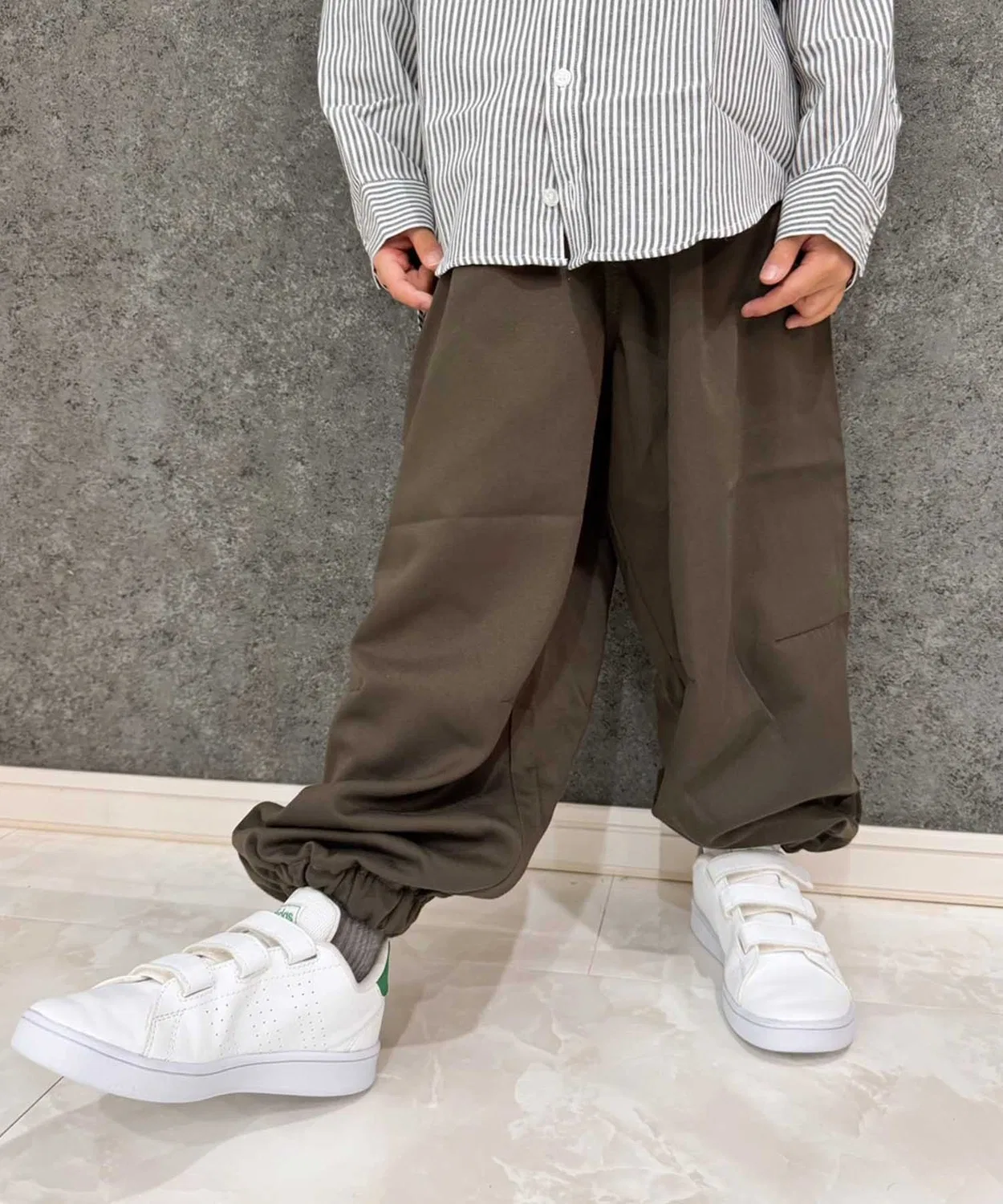 Детские широкие брюки с баллон-силуэтом из твила и денима THE CASUAL, Khaki