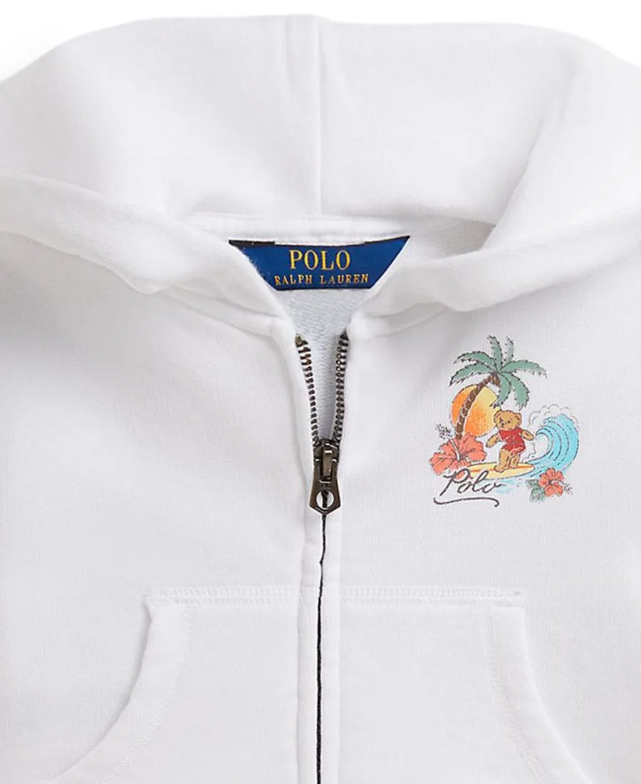 Детская толстовка Polo Bear Terry Boxy на молнии, размеры 2T-6X Polo Ralph Lauren, белый — фото 3