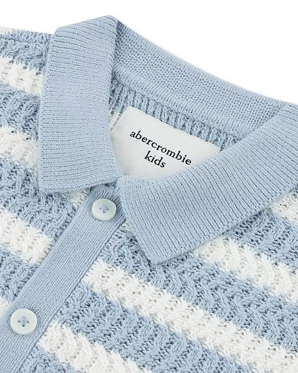 Детская рубашка поло для мальчиков с длинным рукавом Abercrombie Kids, синий — фото 3