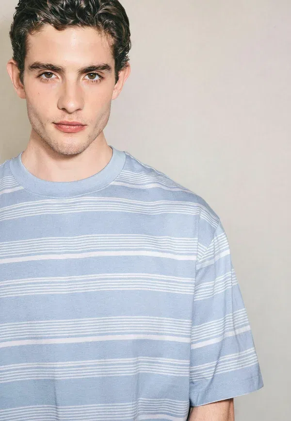 Футболка хлопковая Regular fit - horizontal striped edit t-shirt - print t-shirt, Next, синий — фото 3