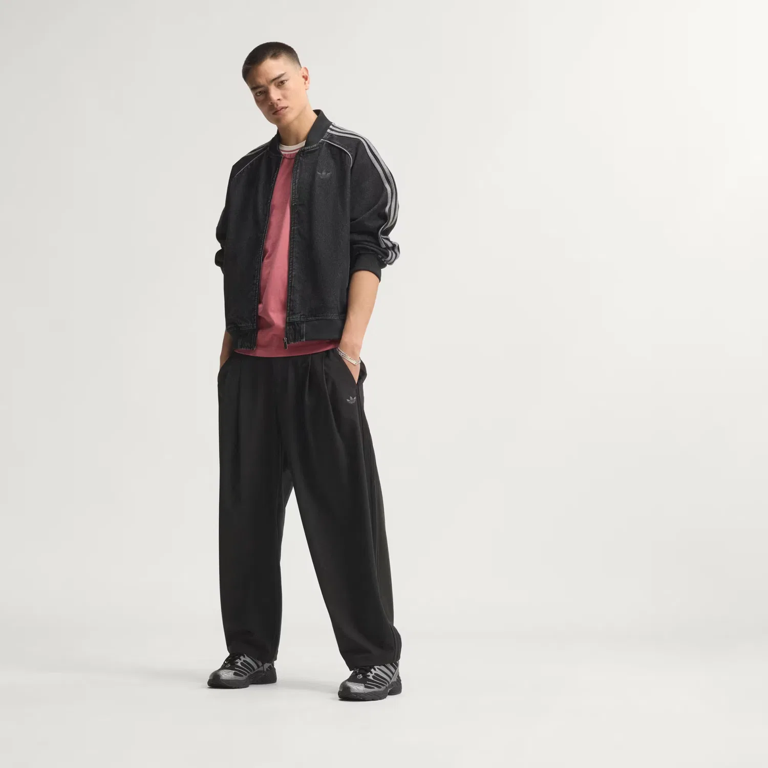 Мужская олимпийка из денима свободного кроя SST Adicolor Adidas Originals, черный деним — фото 3
