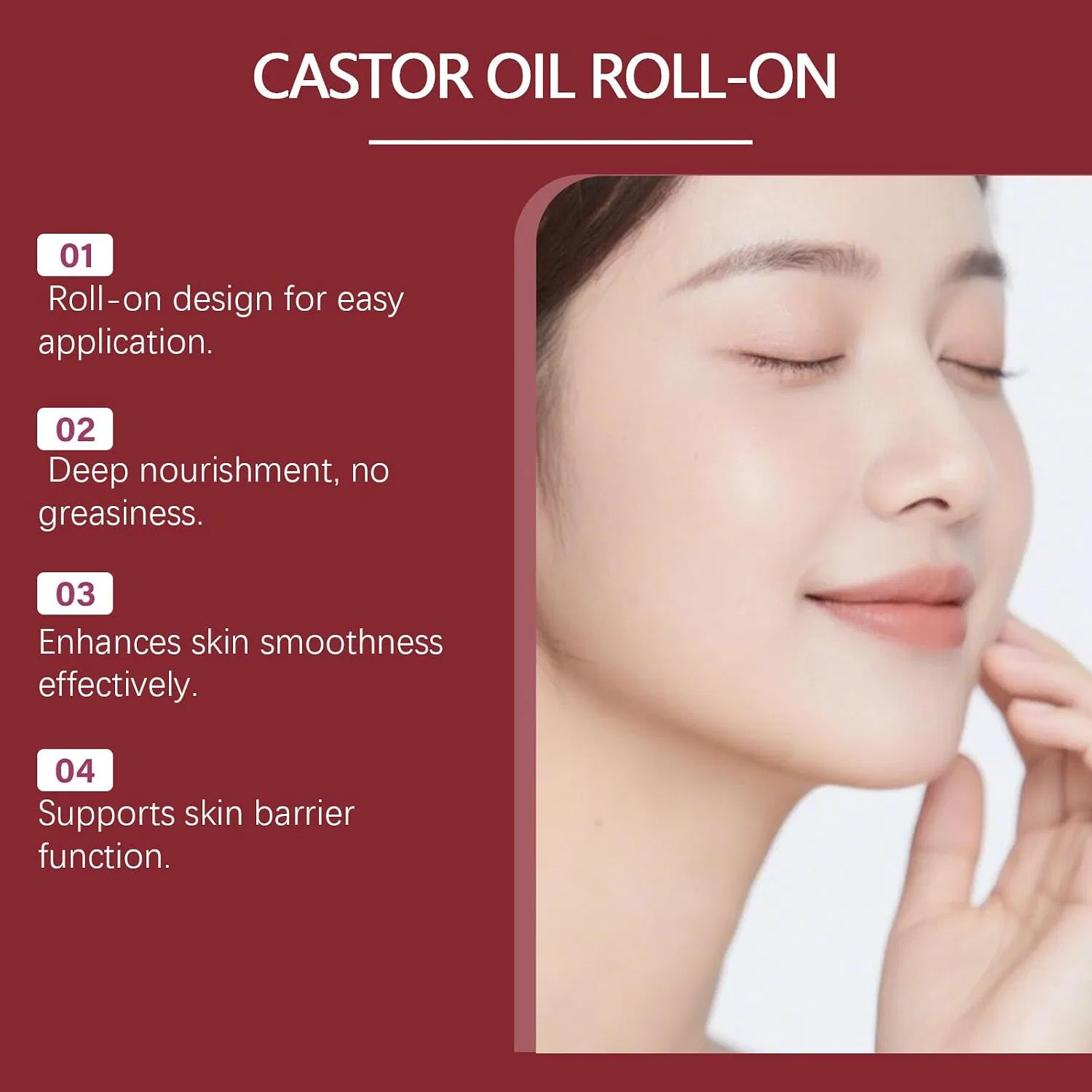 Масло для тела и лица Organic Castor Oil Rose Quartz Roller Ball, Generisch, 3PCS, 85 г — фото 3