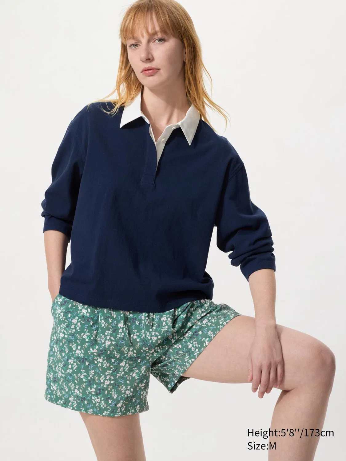 Шорты Uniqlo, свободные с драпировкой и принтом, зеленый