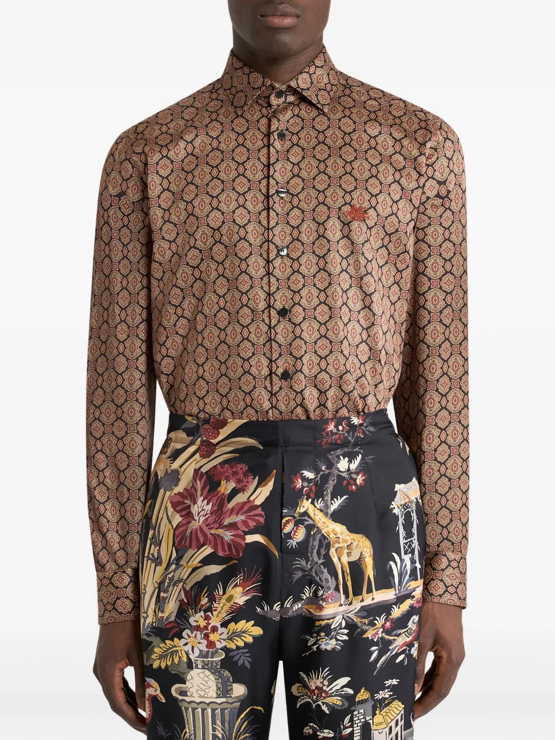 Рубашка из хлопкового сатина, черная ETRO, черный — фото 3