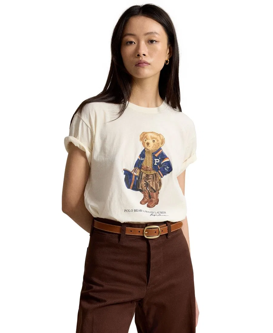Футболка с длинным рукавом с принтом Polo Bear Polo Ralph Lauren, Warm White