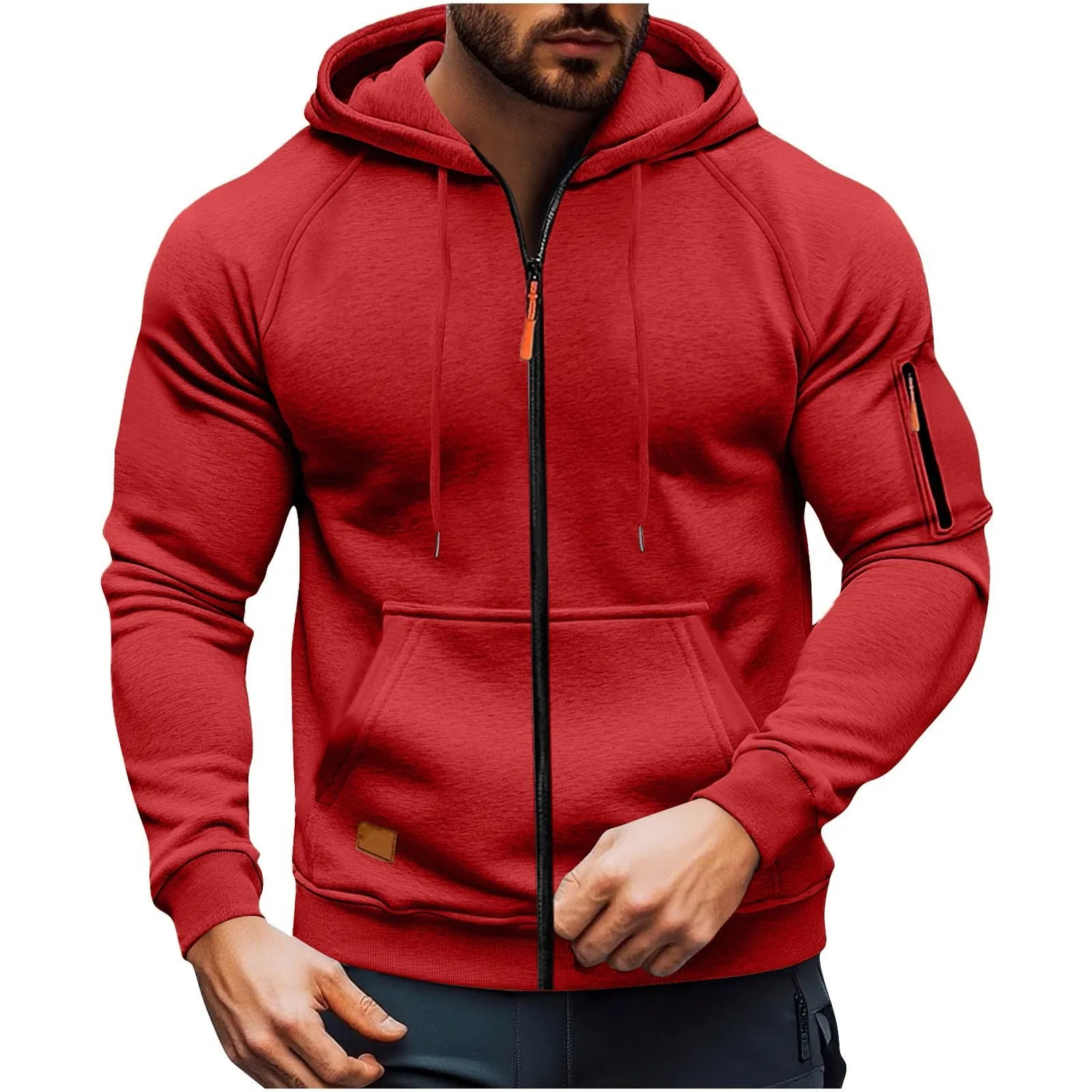 Мужской худи с флисом Military Long Sleeve, Red