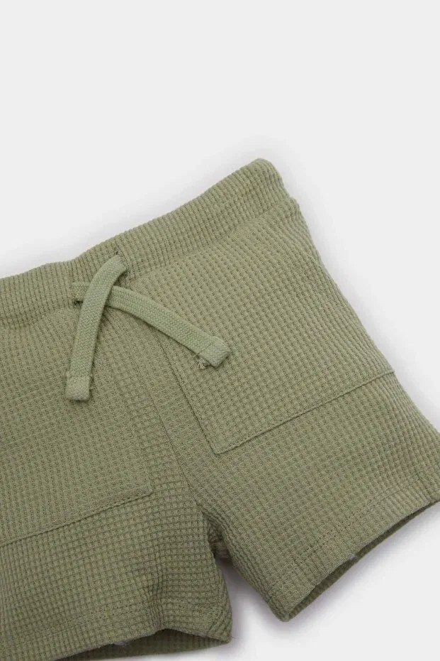 Детские шорты для мальчиков хлопковые Elastic Waist Waffle Shorts Defacto, Khaki — фото 2