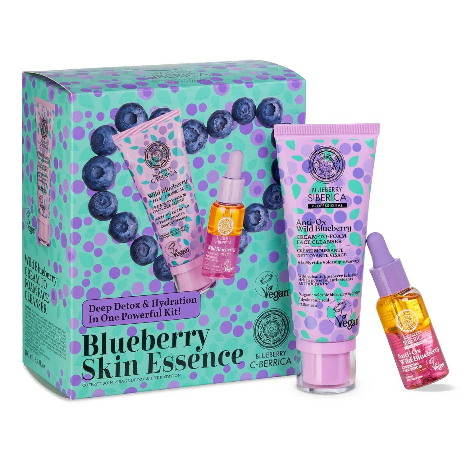 Набор для ухода Anti-OX Wild Blueberry Hydration & Renewal, Natura Siberica, 100 мл + 30 мл