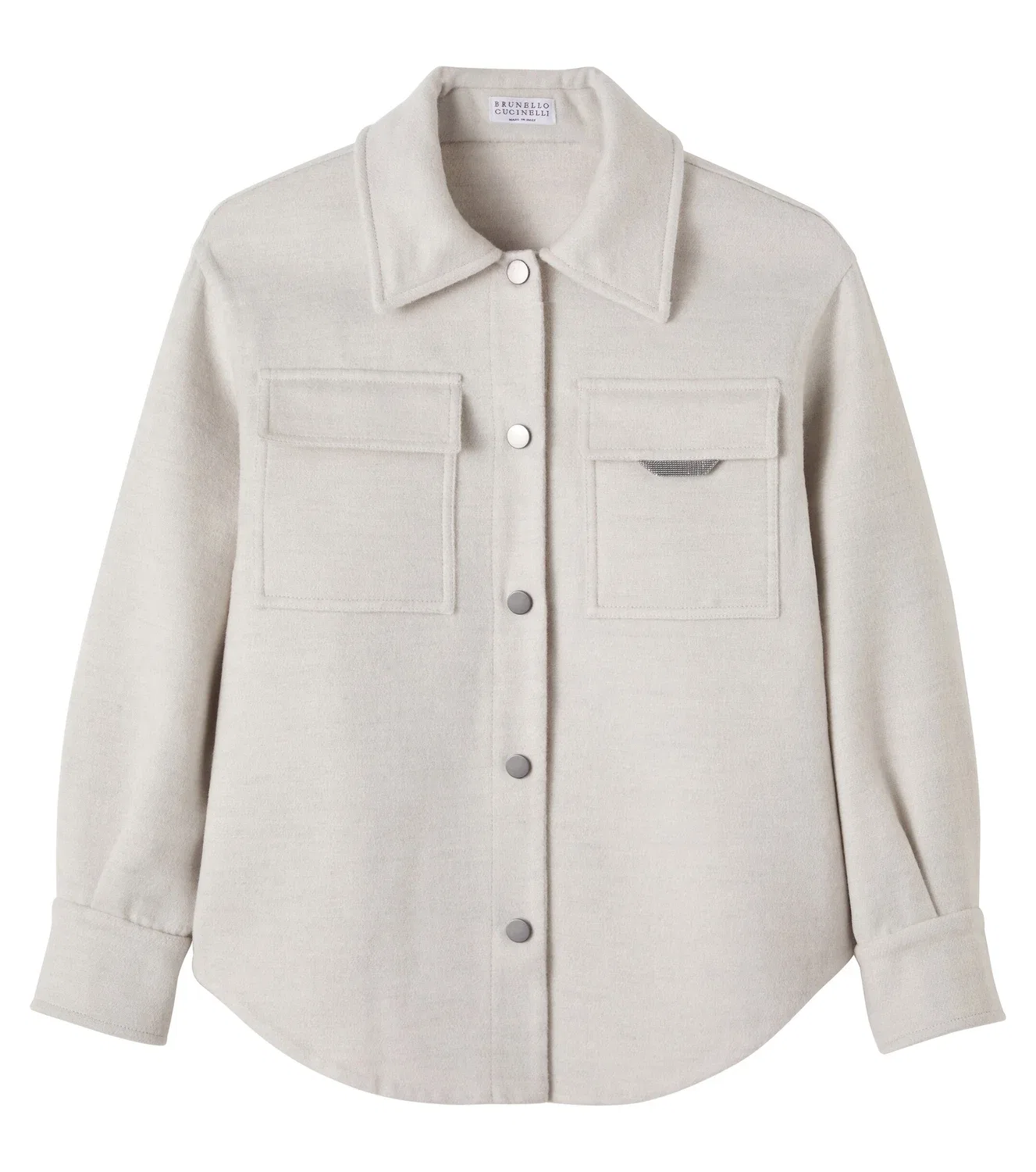 Рубашка из чистой шерсти с воротником классическим Brunello Cucinelli Kids, белый