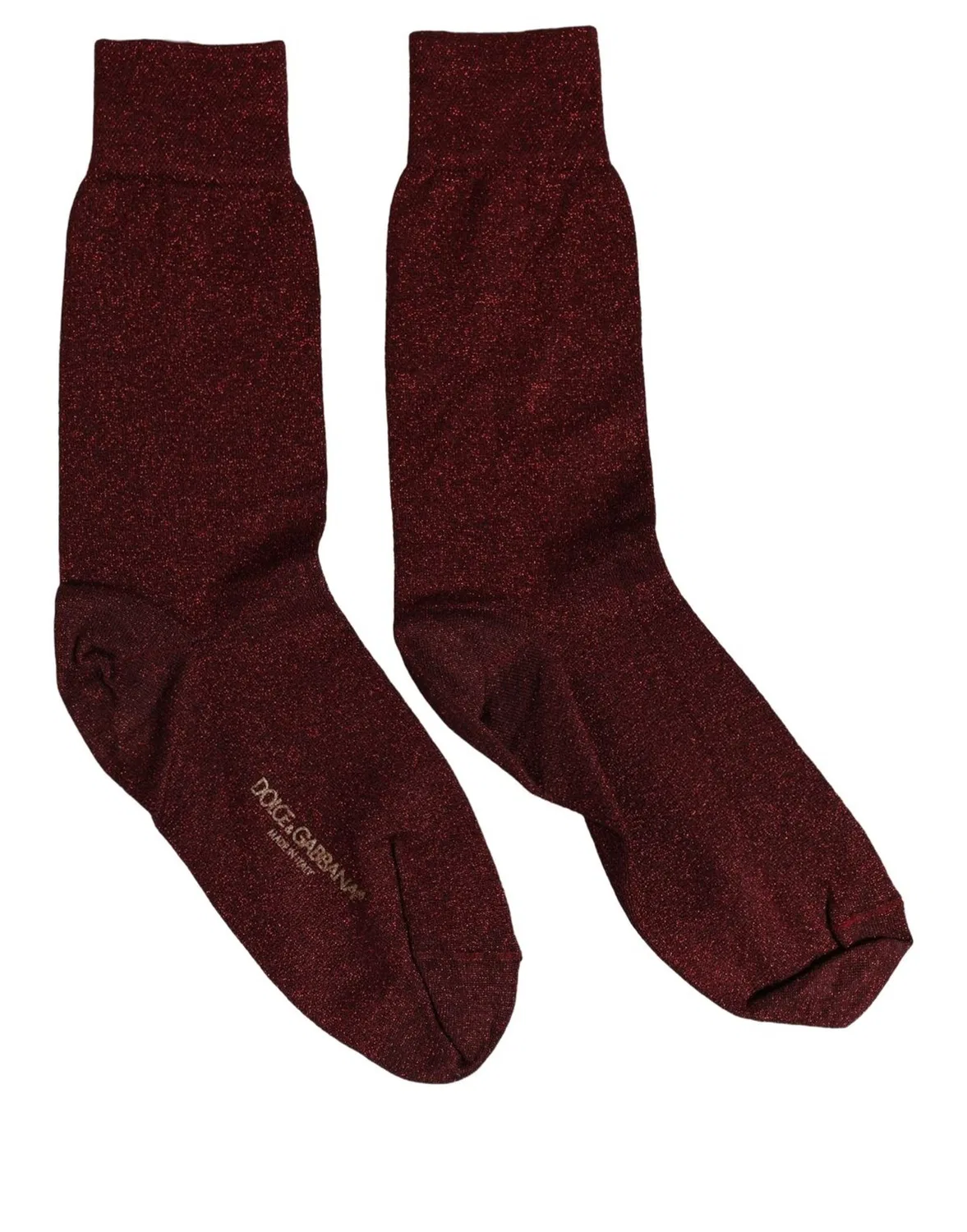 Женские носки с блестящей отделкой Mid Calf Dolce & Gabbana, Burgundy — фото 4