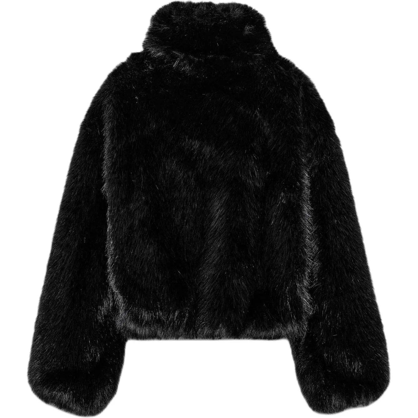 ZARA Женское пальто из меха с воротником-стойкой Furs, Black — фото 3
