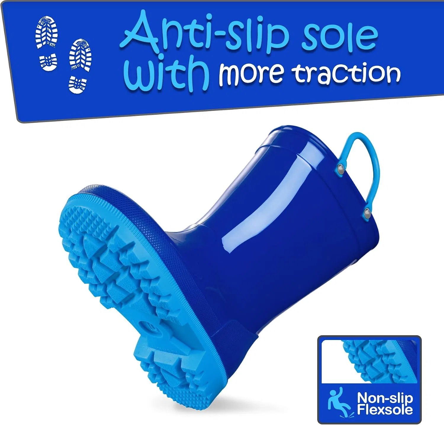 Детские сапоги резиновые с ручками для лёгкого надевания K KomForme, Royal Blue — фото 4