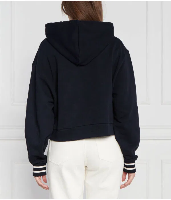 Женская укороченная кофта-худи свободного кроя Monotype Slv Crop Hoodie Tommy Hilfiger, Blu Marino — фото 4