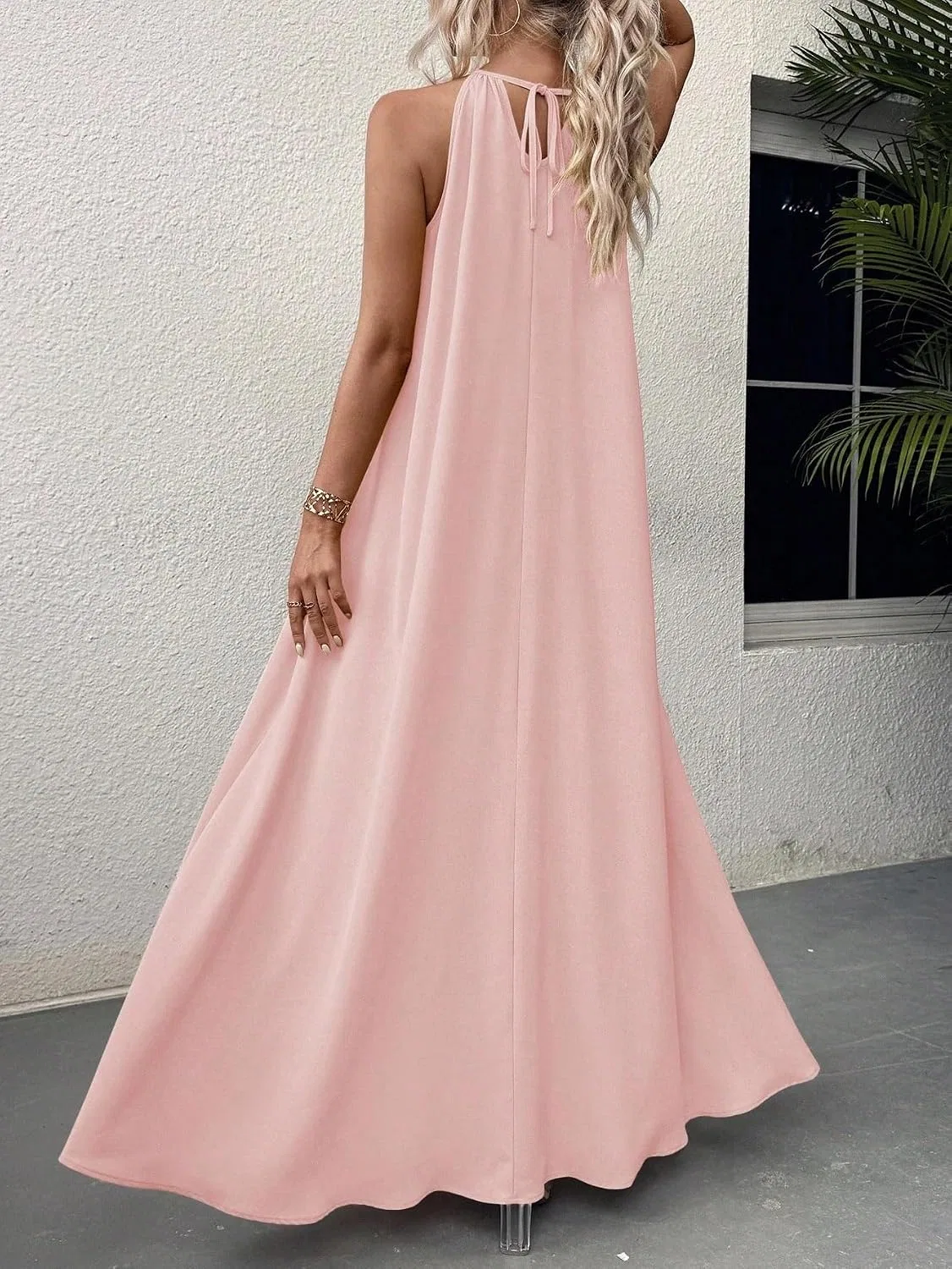 Женское свободное платье без рукавов A-силуэта, Pink — фото 2