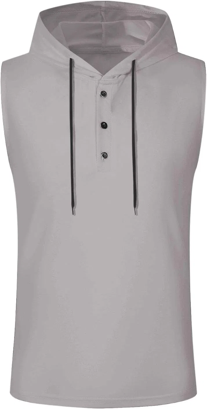 Мужская тренировочная худи с капюшоном, короткий рукав, Solid Color, Gray — фото 4