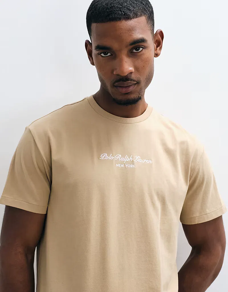 Футболка Polo Ralph Lauren NY с принтом в виде надписи, хаки