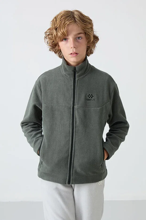 Детские свитшот для мальчиков хлопковый Khaki Thick Soft Textured Standard Fit Embroidered Fleece Tommy Life, Khaki