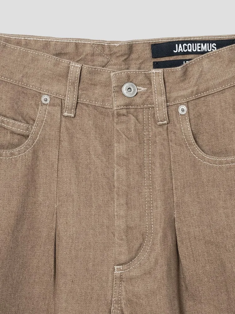 Джинсы широкие Ovalo JACQUEMUS, Beige — фото 3