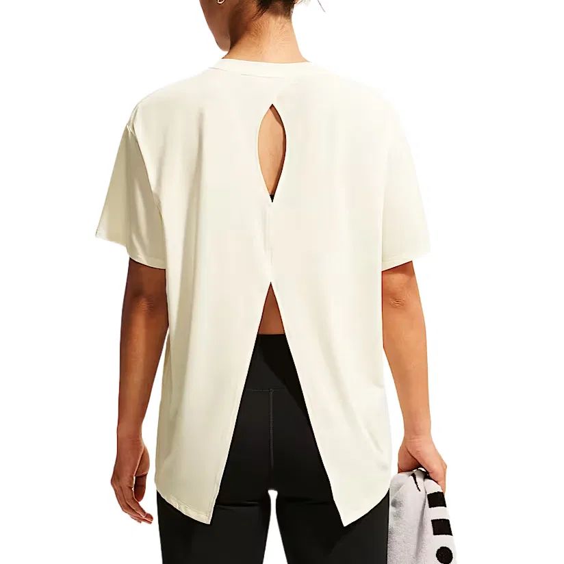 Женская футболка для фитнеса с круглым вырезом Nike Dri-Fit One, Canvas White/Black — фото 3