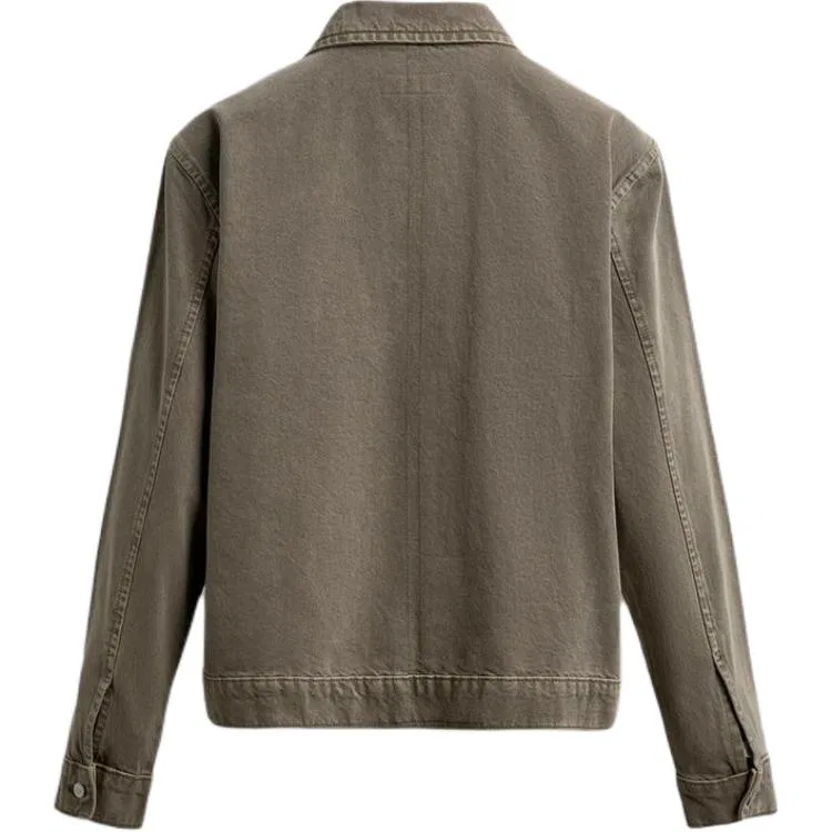 Мужская джинсовая куртка с отложным воротником Tan ZARA, Tan — фото 3