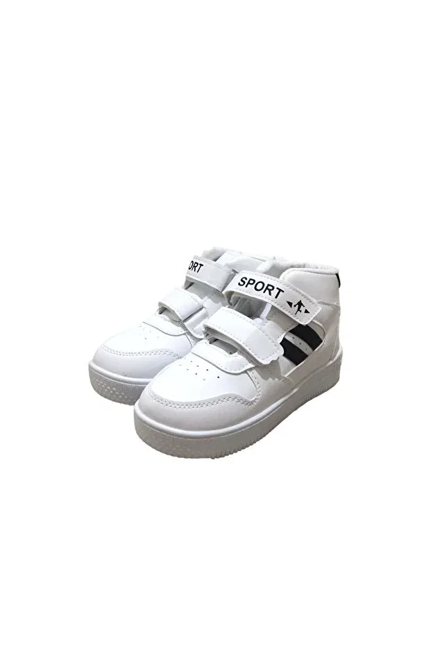 Детские ботинки для девочек с липучкой Altun Ticaret, White-Black — фото 4