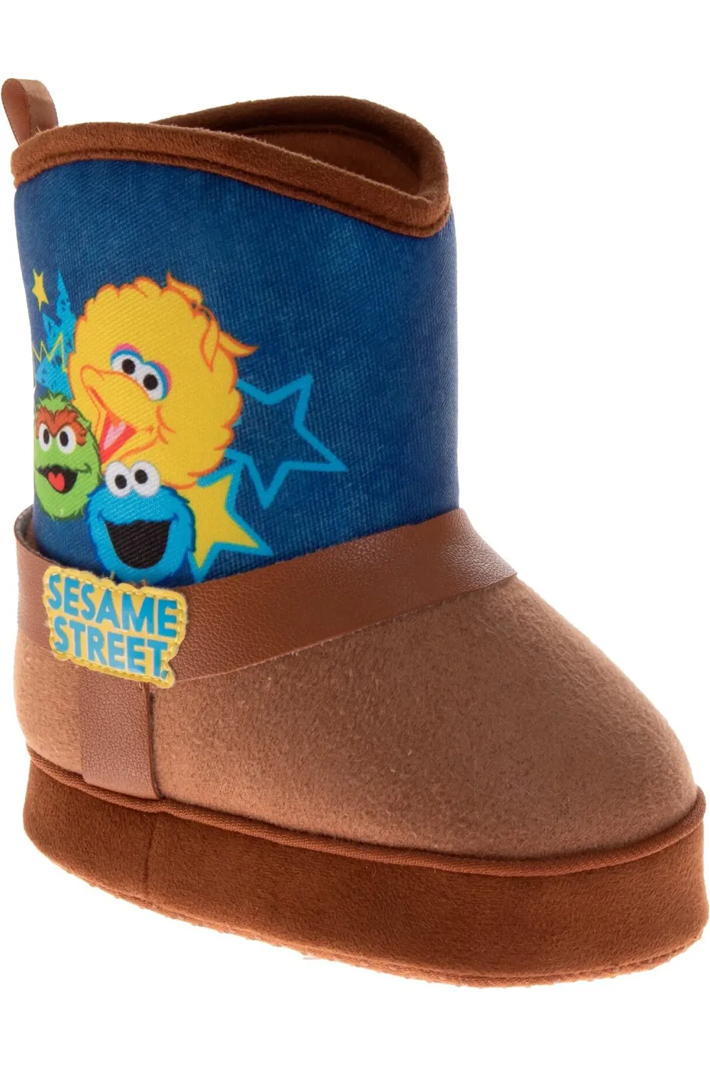 Детские тапочки ботинки с персонажами Sesame Street Oscar, Cookie, Big Bird, Brown Denim