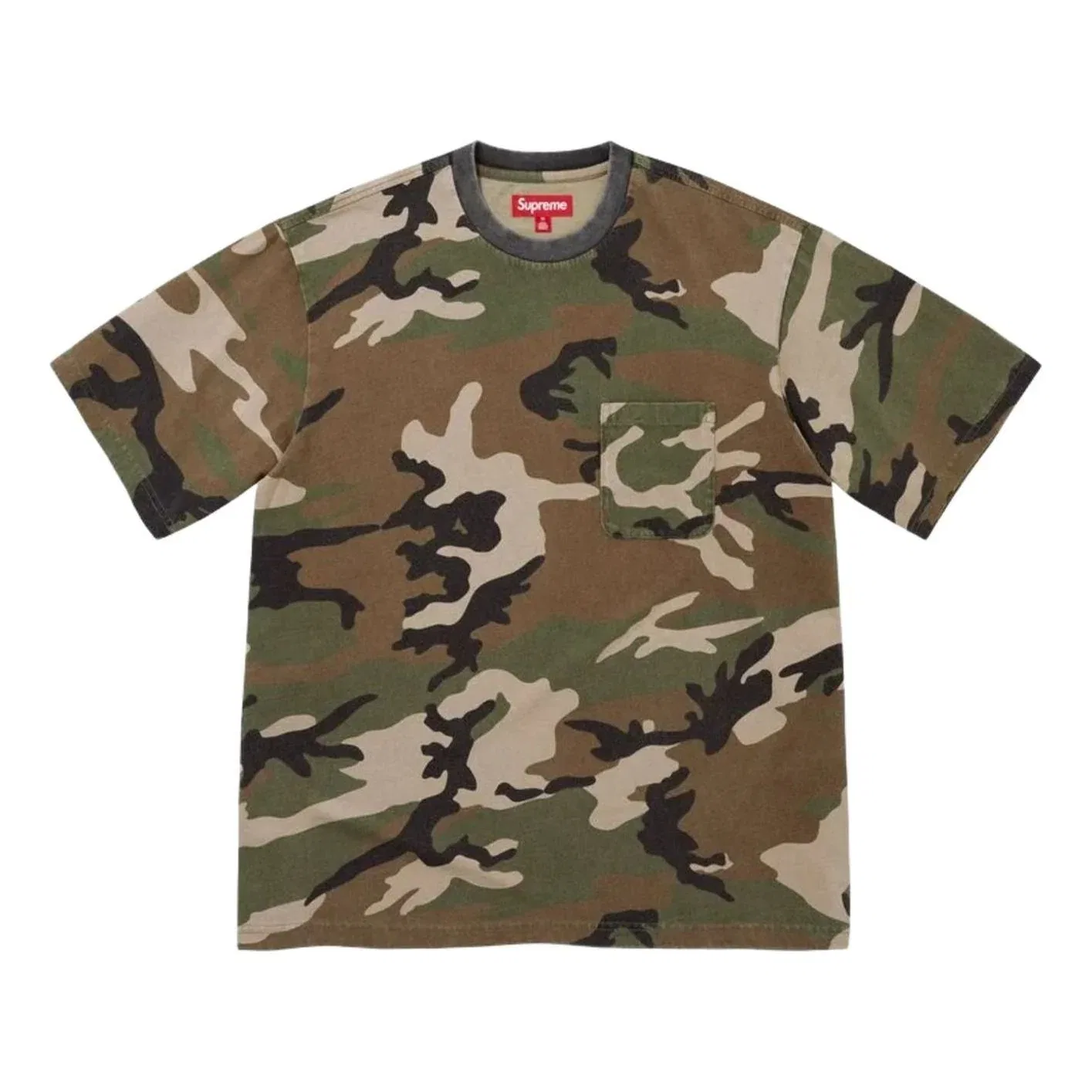 Мужская футболка FW26 Cracked Pocket S/S T-Shirt 'Woodland Camo' Supreme, Woodland Camo