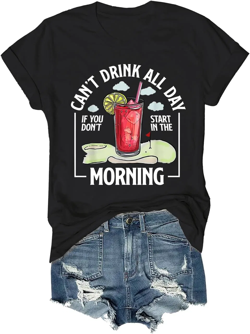 Мужская футболка с принтом Cant Drink All Day If You Dont Start in The Morning, Black