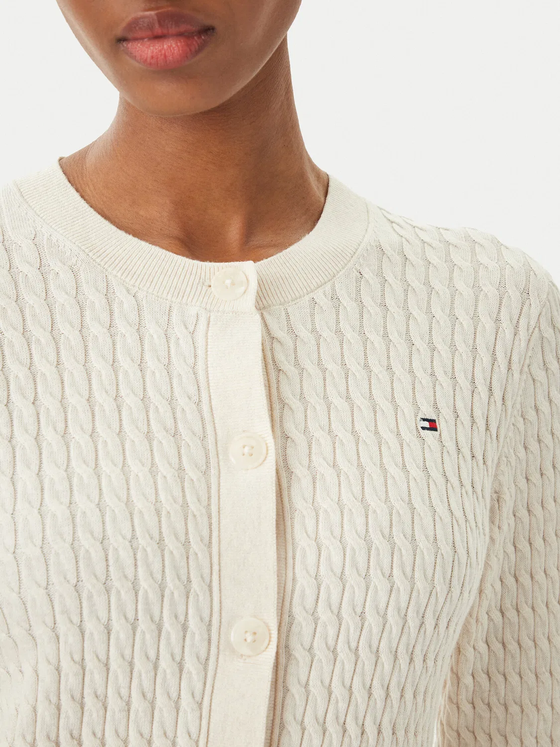 Женский кардиган цвета экрю стандартного кроя Tommy Hilfiger, кремовый — фото 4