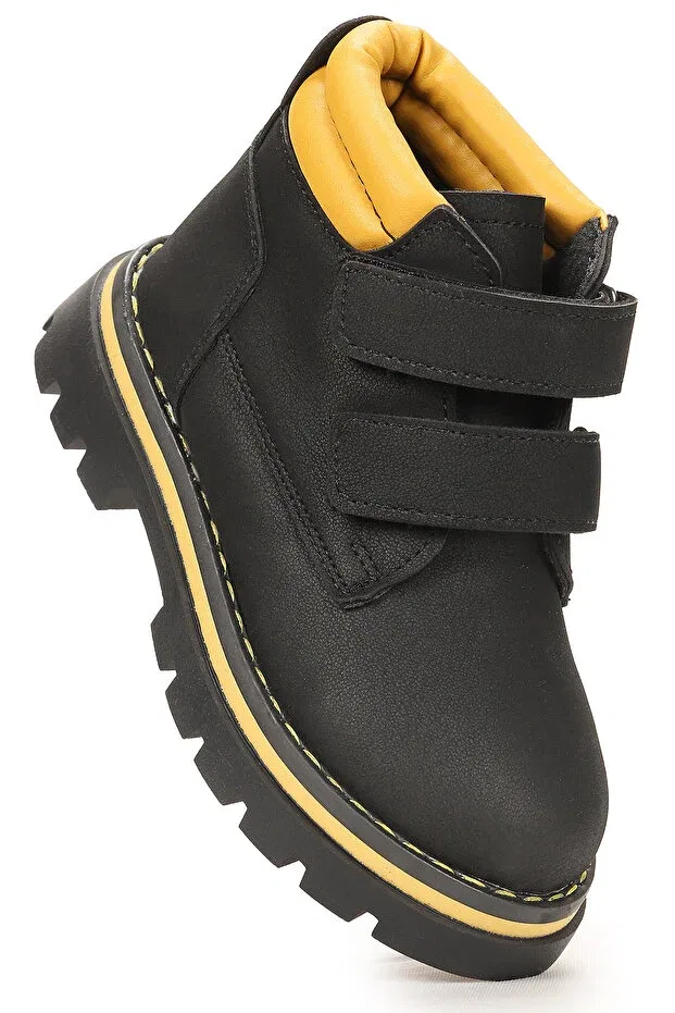 Детские ботинки для мальчиков на липучке Azka Kiko Kids, Black Yellow