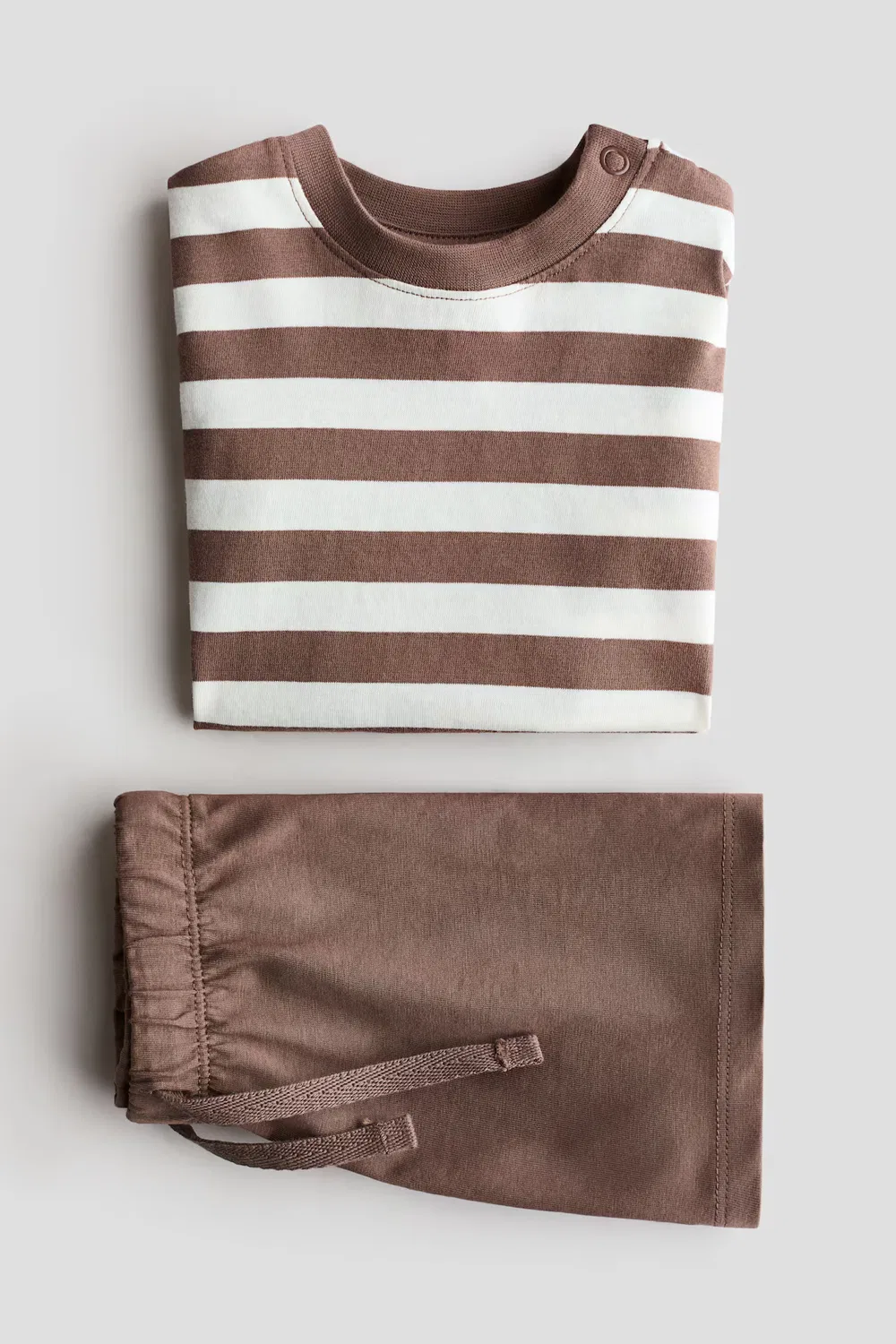 Комплект из двух предметов из хлопкового трикотажа H&M, Braun/Weiß Gestreift — фото 2
