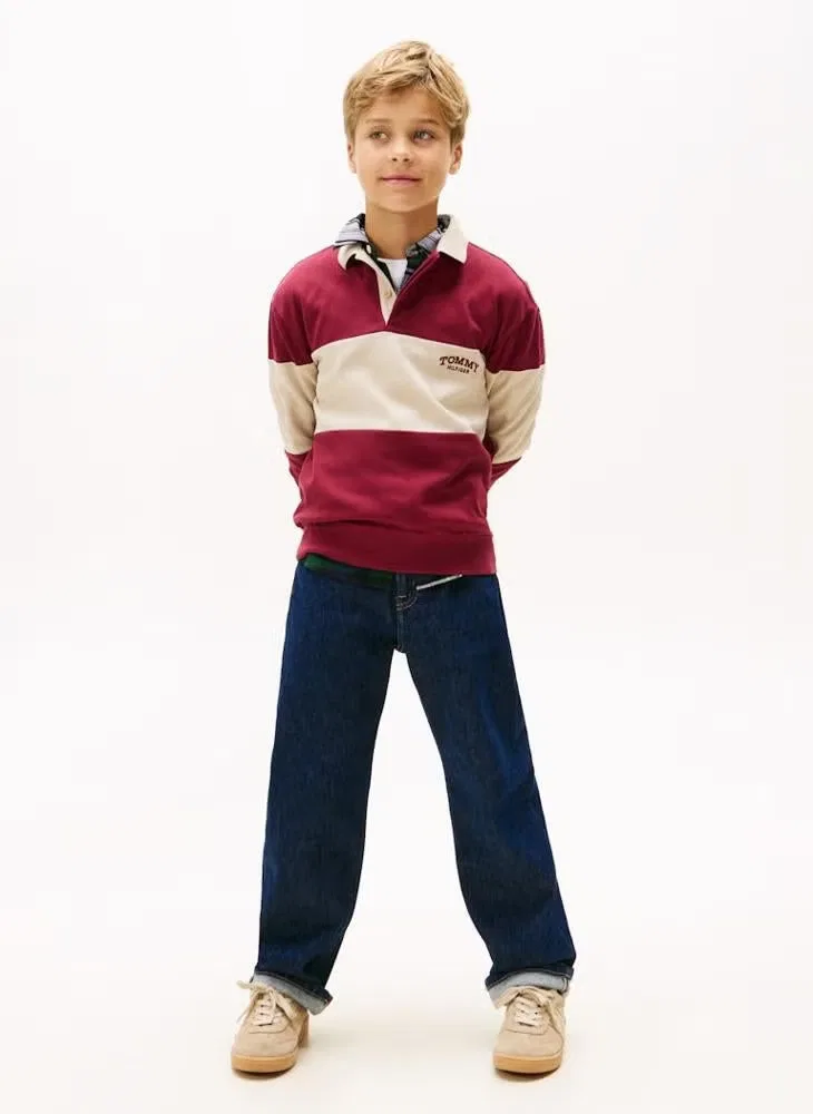 Поло детское с цветными блоками Tommy Hilfiger, песочный — фото 4