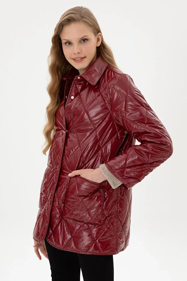 Женское пальто с длинным рукавом U.S. Polo Assn., Burgundy — фото 3