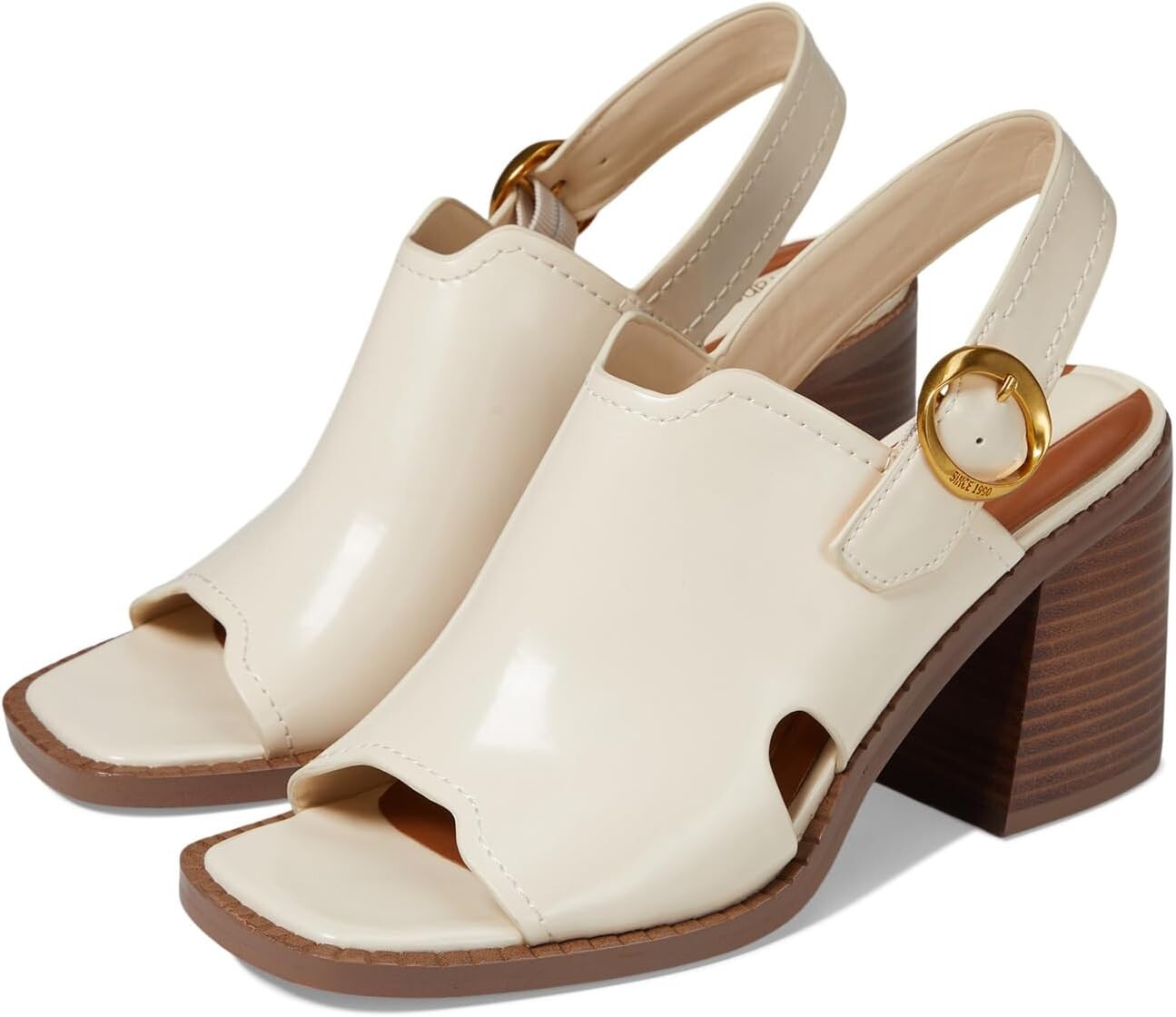 

Туфли Franco Sarto Amy Slingback Block Heel Pep Toe Sandals, цвет Vanilla White Smooth