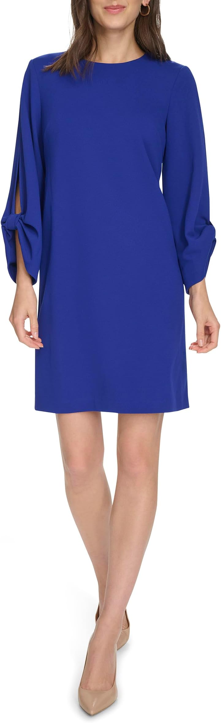 Платье Calvin Klein Scuba Crepe Keyhole Sleeve, цвет Ultramarine — фото 4