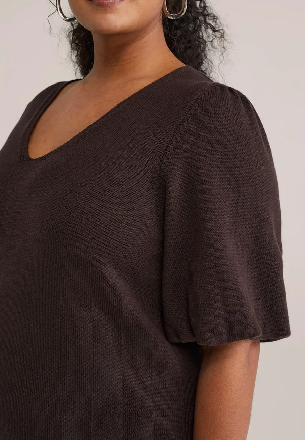 

Базовая футболка curve We Fashion, Dark Brown, Серый, Базовая футболка curve We Fashion, Dark Brown