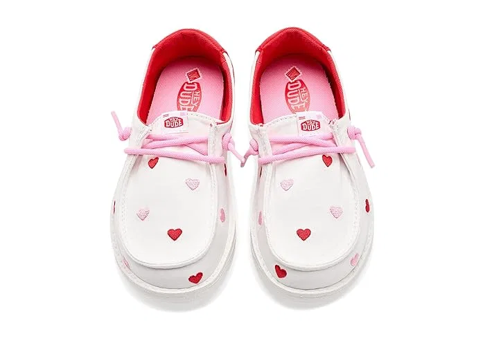 Кроссовки с вышивкой сердечек Wendy Embroidered Hearts Hey Dude Kids, White/Multi — фото 3